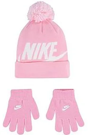Nike Kids Girls Swoosh Pom Beanie Glove Set