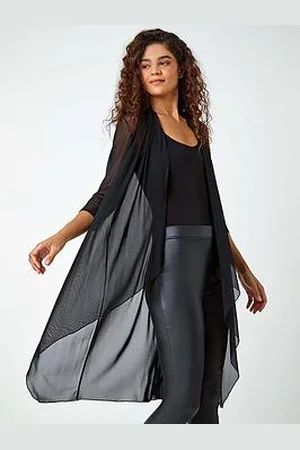Roman 3/4 Sleeve Mesh Longline Kimono