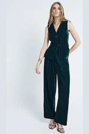 River Island Velvet Tailored Waistcoat - Dark