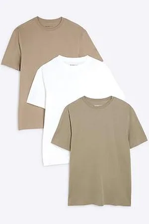 River Island 3Pk White Slim Fit T-Shirts