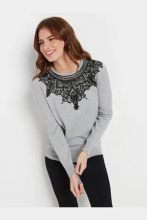 M&Co Lace Trim Long Sleeve Jumper