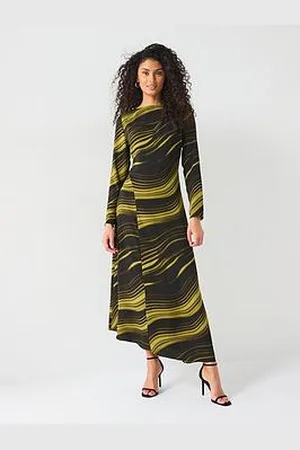 Very Drape Abstract Print Midi Dress