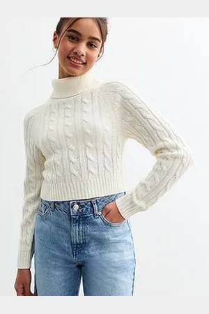 New Look Girls Fitted Cable Knit Roll Neck Jumper