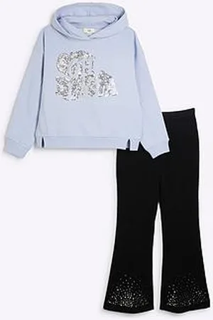 River Island Girls Sequin Oh La La Hoodie Set