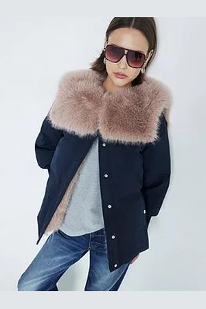 River Island Padded Faux Fur Collar Jacket