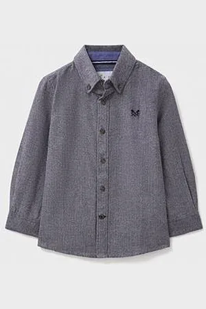 J.Crew Boys Long Sleeve Herringbone Flannel Shirt - Grey