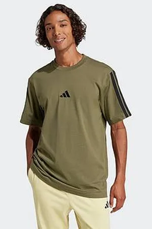 adidas Mens Essentials 3-Stripe Single Jersey T-Shirt - Green