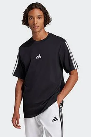 adidas Mens Essentials 3-Stripe Single Jersey T-Shirt - Black
