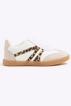 River Island Girls Leopard Lace Up Trainers