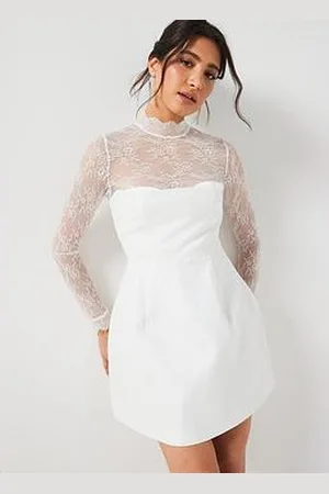 Six Stories Lace Sleeve Mini Dress - Ivory