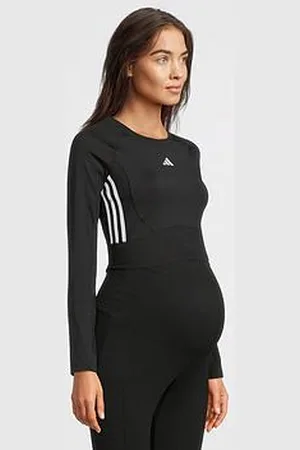adidas Womens Training Maternity Mix Long Sleeve Crop Top - Black