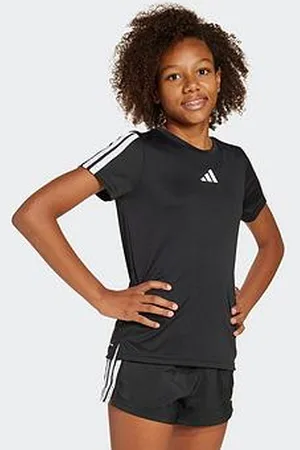 adidas Junior Girls Train Essentials 3 Stripe T-Shirt - Black