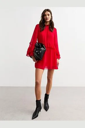 New Look Ruffle High Neck Mini Dress