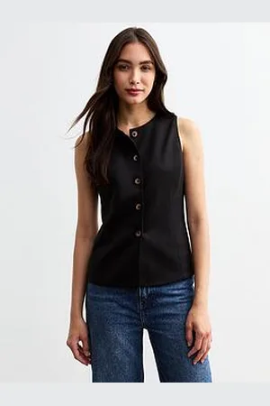 New Look Button Up Crew Neck Waistcoat