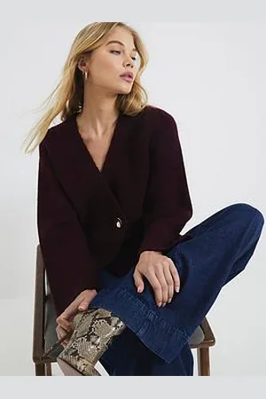 River Island Asymmetric Button Cardigan - Dark