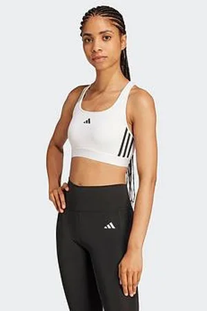 adidas Womens Training Hyperglam Midi Support Sports Bra - White