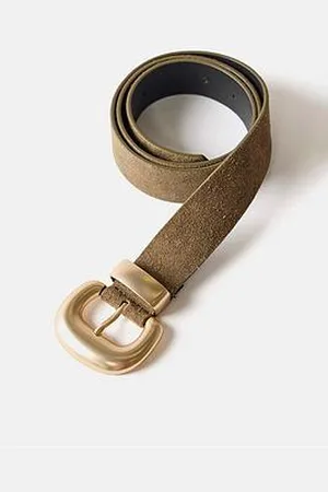 mint&berry Khaki Suede Wide Belt