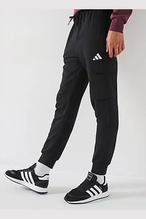adidas Mens Essentials Feelcozy Fleece Cargo Joggers - Black