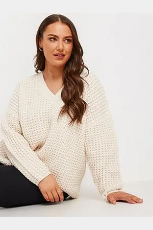 Yours Curve Waffle V Neck Jumper