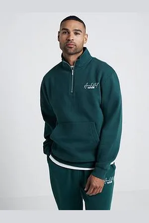 River Island Regular Fit Ame Le Nuit Text Funnel 1/4 Zip Sweat
