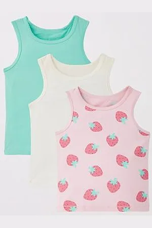 Everyday Basic Girls 3 Pack Strawberry Vests