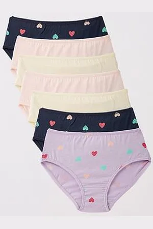 Everyday Basic Girls 7 Pack Heart/Plain Briefs