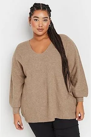 Yours Curve V-Neck Balloon Sleeve Jumper