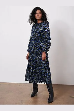 mint&berry Floral Print Ruched Midi Dress