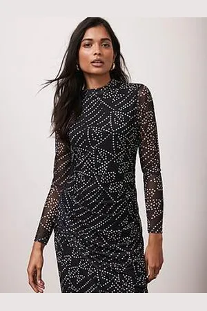 mint&berry Spot Print Mesh Midi Dress