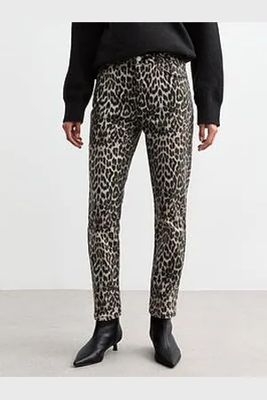 New Look Leopard Print Straight Leg Jeans