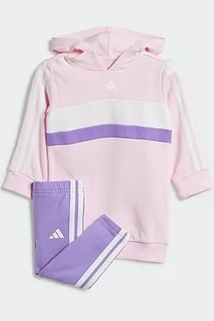 adidas Unisex Girlsseasonal Essentials Tiberio 3-Stripes Fleece Leggings Set - Pink