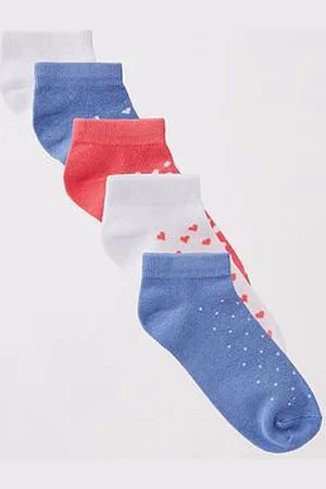 Everyday Basic 5Pk Print Hearts And Polka Dot Trainer Liner Socks
