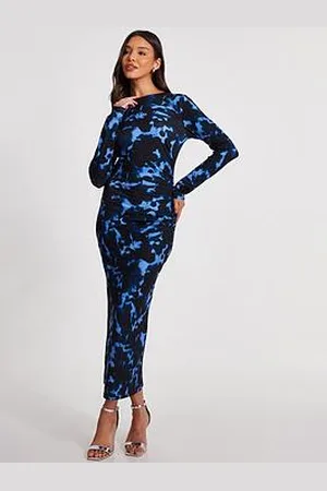 Quiz Marble Ruched Midi Dress