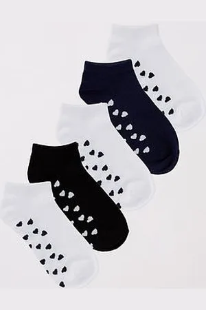 Everyday Basic 5Pk Mono Heart Trainer Liner Socks