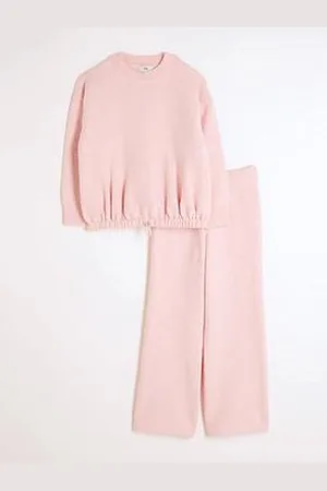 River Island Girls Bubble Hem Sweatshirt Set
