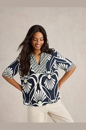 White Stuff Ash Linen Blend Top