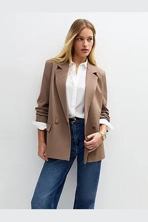 New Look Mink Double Breasted Woven Blazer