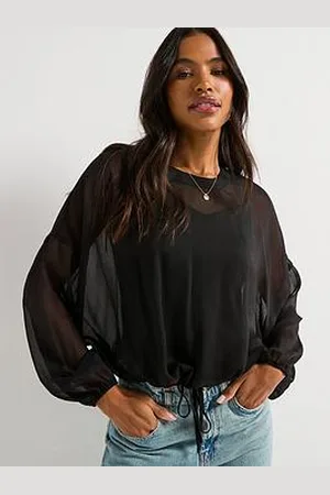Very Tie Hem Long Sleeve Shell Blouse