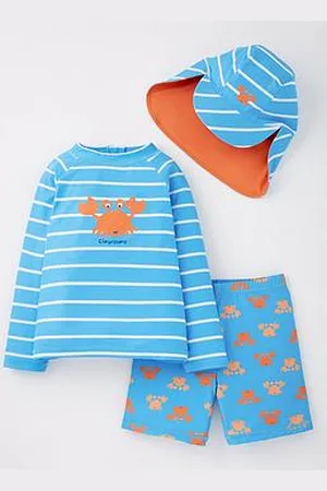 Very Boys 3 Piece Crab Print Sunsafe Top, Short And Hat