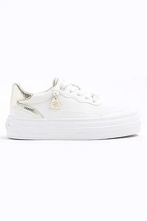 River Island Older Girls Faux Leather Lace Up Trainers