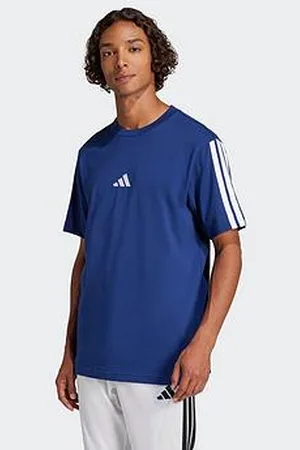 adidas Mens Essentials 3-Stripe Single Jersey T-Shirt - Blue