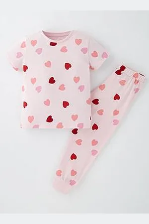 Everyday Basic Girls Short Sleeve / Long Length Heart Print Jersey Pyjamas