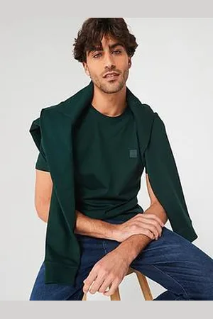 HUGO BOSS Tales Relaxed Fit Tonal Patch Logo T-Shirt - Dark Green