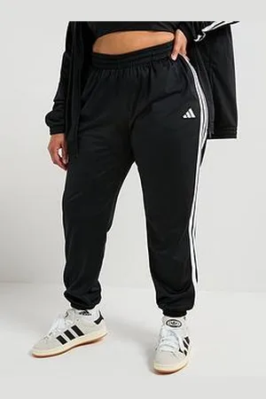 adidas Womens Plus Size Tricot 3-Stripes Tracksuit Bottoms - Black
