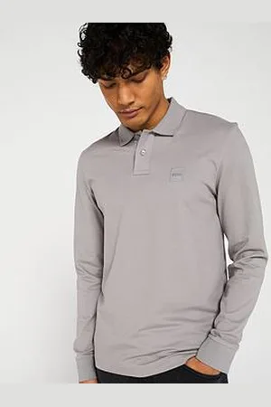 HUGO BOSS Passerby Long Sleeve Slim Fit Polo Shirt - Grey