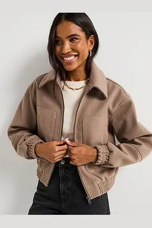 Very Faux Wool Zip Through Bomber Jacket