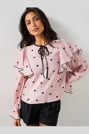 Very Spot Tie Ruffle Blouse