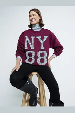 River Island Ny88 Check Sweat - Dark