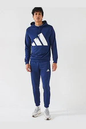 adidas Mens Sportswear French Terry Hooded Tracksuit - Blue