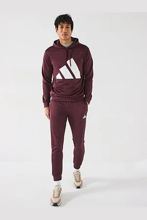 adidas Mens Sportswear French Terry Hooded Tracksuit - Red